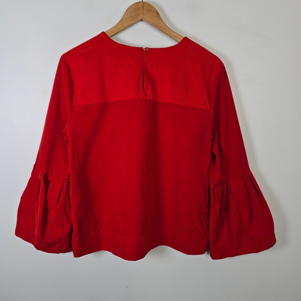 Free Assembly Womens Red‎ Bell Sleeve Blouse Top Medium - Picture 2 of 4